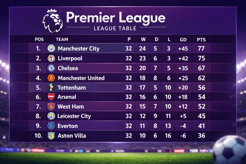 Premier League Table 2026: Live Standings, Rankings & Analysis