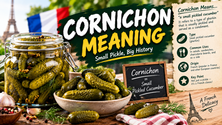 Cornichon meaning: tiny French pickle served with charcuterie