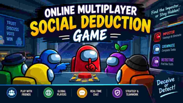Online multiplayer social deduction game with players voting and finding the impostor
