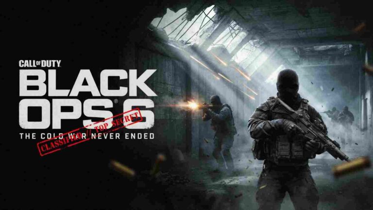 Call of Duty Black Ops 6 featured image showing tactical soldiers inside a dark, smoke-filled building with the game title.
