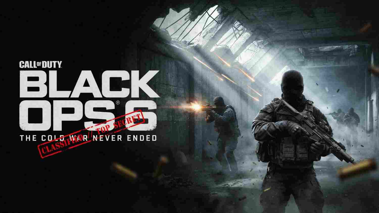 Call of Duty Black Ops 6 featured image showing tactical soldiers inside a dark, smoke-filled building with the game title.